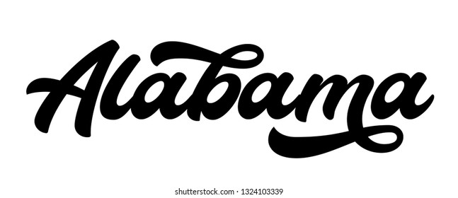 Alabama Logo Hand Lettering Vector Illustration Stock Vector (Royalty ...