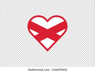 Alabama love heart shape american state usa