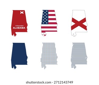 Alabama map. American state maps in various types