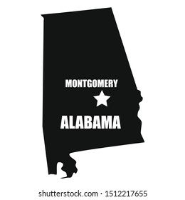 Alabama map in black on a white background