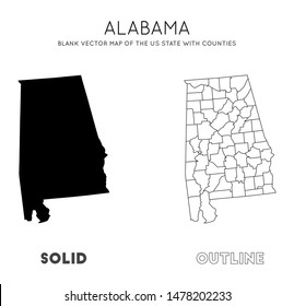 Alabama map. Blank vector map of the US State with counties. Borders of Alabama for your infographic. Vector illustration.