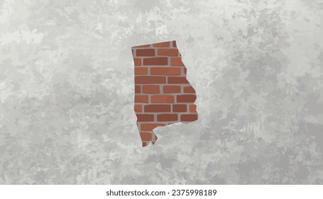 Alabama map bricks effect industrial texture wallpaper background