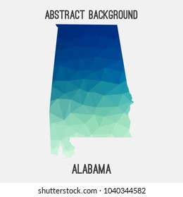 Alabama map in geometric polygonal,mosaic style.Abstract tessellation,modern design background,low poly. Geometric cover, mockup. Vector illustration.