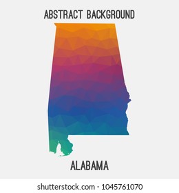 Alabama map in geometric polygonal,mosaic style.Abstract tessellation,modern design background,low poly. Geometric cover, mockup. Vector illustration.