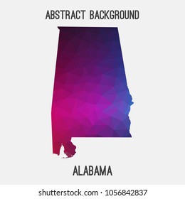 Alabama map in geometric polygonal,mosaic style.Abstract tessellation,modern design background,low poly. Geometric cover, mockup. Vector illustration.
