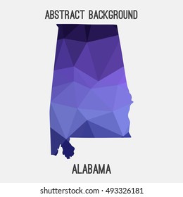 Alabama map in geometric polygonal,mosaic style.Abstract tessellation,modern design background,low poly. Vector illustration.