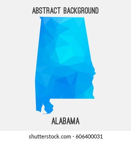 Alabama map in geometric polygonal,mosaic style.Abstract tessellation,modern design background,low poly. Vector illustration.
