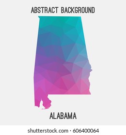 Alabama map in geometric polygonal,mosaic style.Abstract tessellation,modern design background,low poly. Vector illustration.