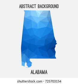 Alabama map in geometric polygonal,mosaic style.Abstract tessellation,modern design background,low poly. Vector illustration.