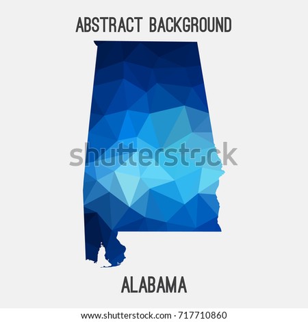Alabama map in geometric polygonal,mosaic style.Abstract tessellation,modern design background,low poly. Vector illustration.