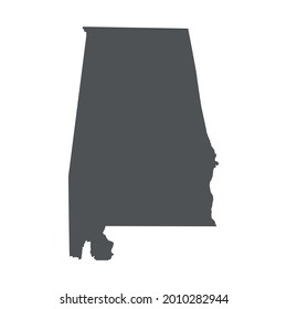 Alabama map in gray on a white background