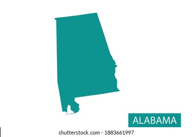 ALABAMA map green color. on white background