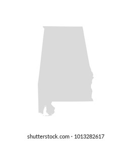 Alabama map isolated on white background silhouette. Alabama USA state.