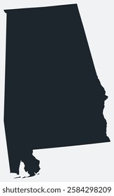 Alabama map. Just a simple border map. Shape of the state. Flat blank Alabama outline. Vector boundary illustration.