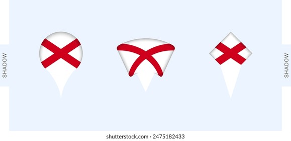 Alabama Map Markers Set. Perfect for projects related to Alabama, travel, geography, and international representation. Vector collection.