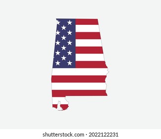 Alabama Map on American Flag. AL, USA State Map on US Flag. EPS Vector Graphic Clipart Icon svg