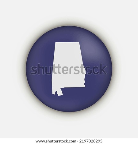 Alabama map on circle with long shadow