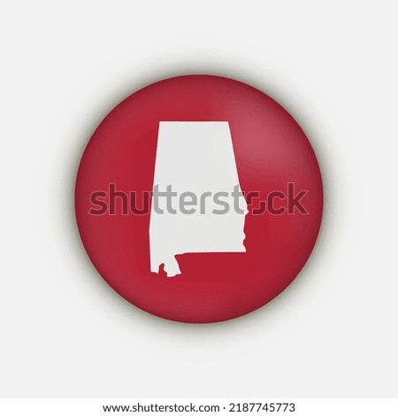 Alabama map on red circle.