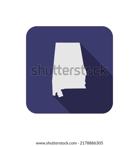 Alabama map on square with long shadow