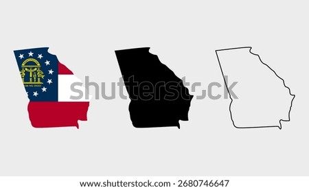 Alabama map set. Alabama USA map vector. Alabama flag map, silhouette, and outline