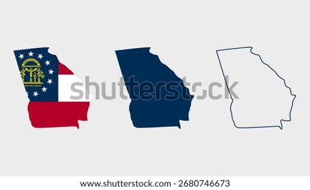 Alabama map set. Alabama USA map vector. Alabama flag map, navy, and outline