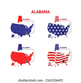 Alabama map with usa flag design illustration vector eps format , suitable for your design needs, logo, illustration, animation, etc.
