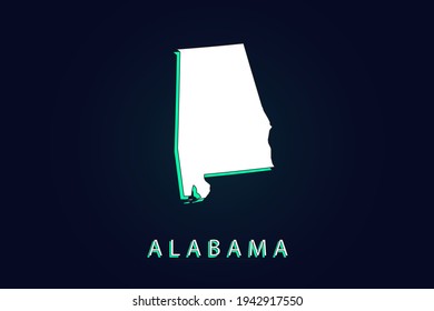 Alabama Map - USA, United States of America map, World map vector template with green and white  color gradient isolated on dark background - Vector illustration eps 10
