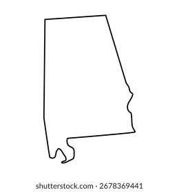 Alabama-Karte. Alabama USA Kartenvektor. Alabama-Gliederkarte auf weißem Hintergrund