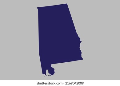 Alabama map vector, blue color, Isolated on gray background