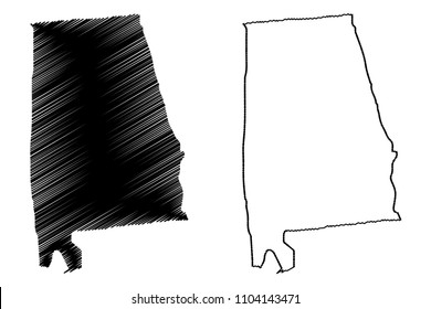 Alabama map vector illustration, scribble sketch Alabama map