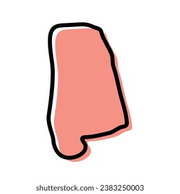  Ilustración vectorial del mapa de Alabama. Mapa del estado de EEUU.