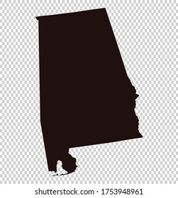Alabama map vector, isolated Brown color on transparent background