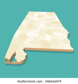Alabama Map Vector Three Dimensional