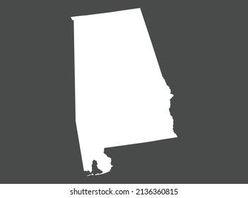 Alabama map vector, white color, Isolated on gray background