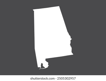 Vector del mapa de Alabama, color blanco, no aislado en fondo oscuro
