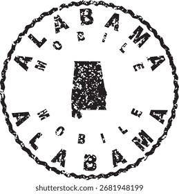 Projeto de mapa de selo redondo móvel do Alabama