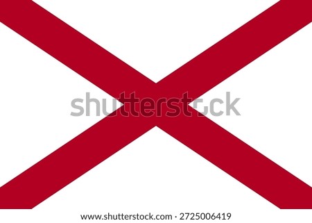 Alabama official state flag. Part of The United States of America. Clean design for print, web, or educational use. Vector illustration.