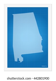 Alabama on blueprint on a white background.