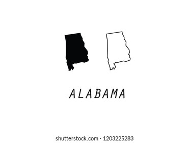 Alabama outline map state shape borders USA America