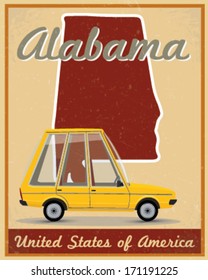 alabama road trip vintage poster 