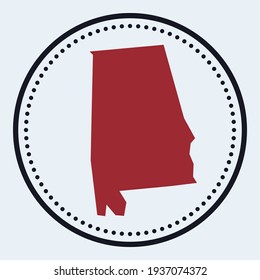 Alabama round stamp. Round logo with US state map and title. Stylish minimal Alabama badge with map. Vector illustration.