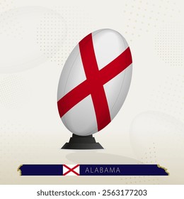 Alabama Rugby Ball on Rugby Kicking Tees with Modern Design. Illustration perfect for sports, national pride, and rugby-related projects.