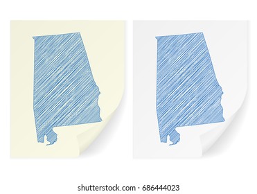 Alabama scribble map on a white background.