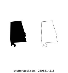 Alabama silhouettes maps vector transparent background