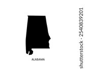 Alabama simple vector map outline. Alabama flag map design illustration of Alabama states flag inside the map vector.