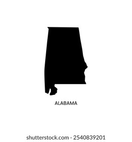 Alabama einfache Vektorkartenumrisse. Alabama Flagge Karte Design Illustration der Alabama Staaten Flagge innerhalb der Karte Vektor.