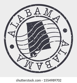 Alabama Stamp Postal. Map Silhouette Seal. Passport Round Design. Vector Icon. Design Retro Travel.
