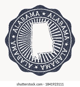 Alabama stamp. Travel rubber stamp with the name and map of us state, vector illustration. Can be used as insignia, logotype, label, sticker or badge of the Alabama.