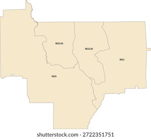 Alabama State Bullock County Vektor Volkszählung Tract Polygon basierend auf Tiger 2020 Volkszählung Daten