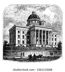 Alabama state capital five political capitals is a national historic landmark built in 1851 vintage line drawing.